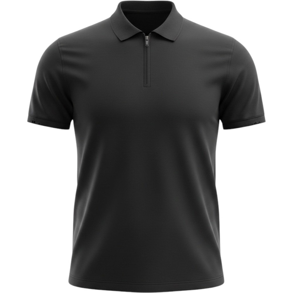 Stone Falcon Mens Large Black Quarter Zip Polo Shirt Short Sleeve Athletic Golf